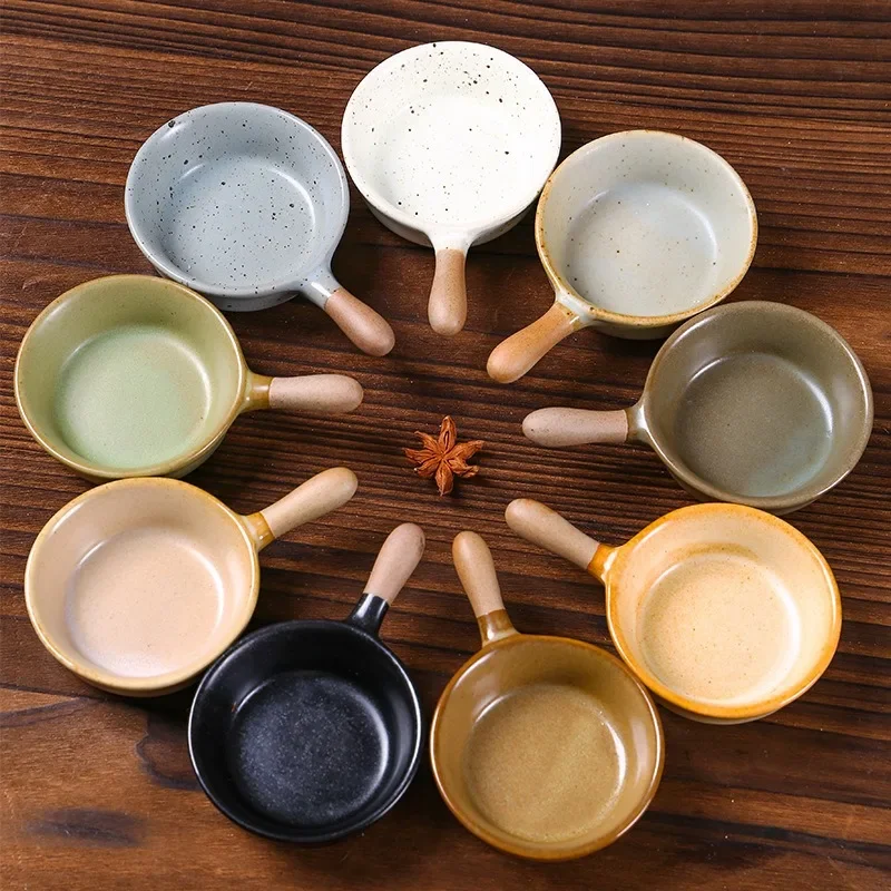 

Japanese Ceramic Handle Saucepan Stoneware Dipping Dish Creative Chili Dish Mustard Dish Tableware Home Kitchen Supplies
