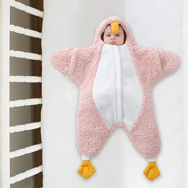 Newborn Starfish Sleeping Bag Newborn Stroller Baby Blanket Thick Fleece Warm Hooded  Soft Sleeping Bag Suitable for 0-7 Months