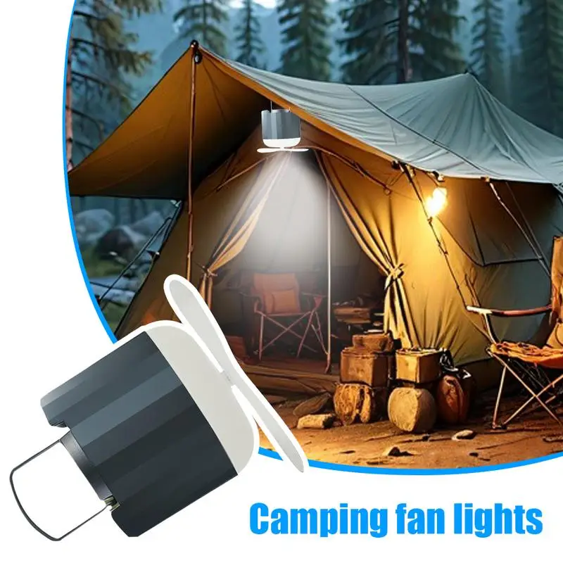 Camping Fan With Light LED Light Cooling Fan For Camping Ceiling Summer Air Cooler For Tents And Gardens Indoor Outdoor Use For