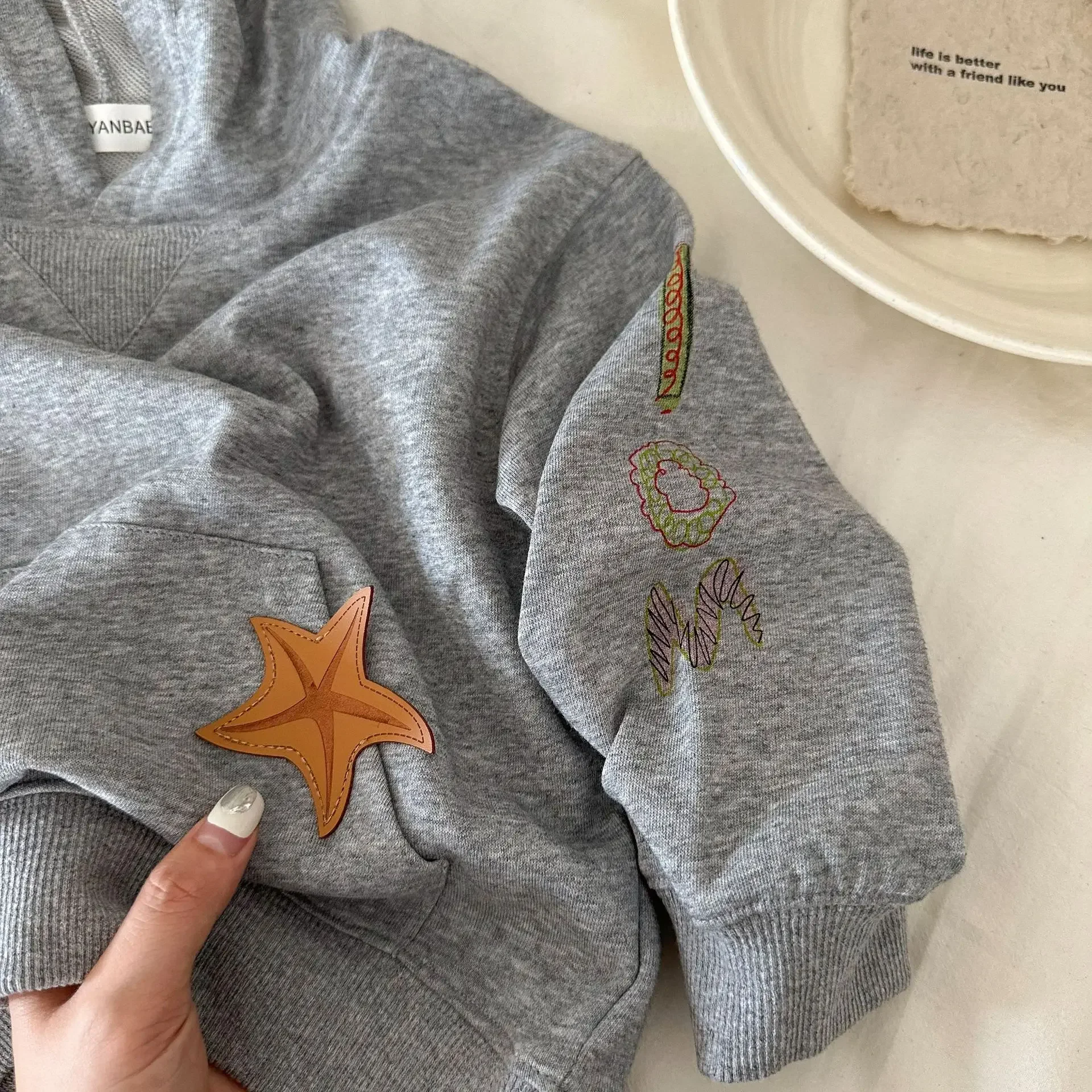 Children Hoodie 2024 Autumn New Boys and Girls Starfish Long Sleeve Hooded Hoodie Baby Versatile Pullover Hoodie