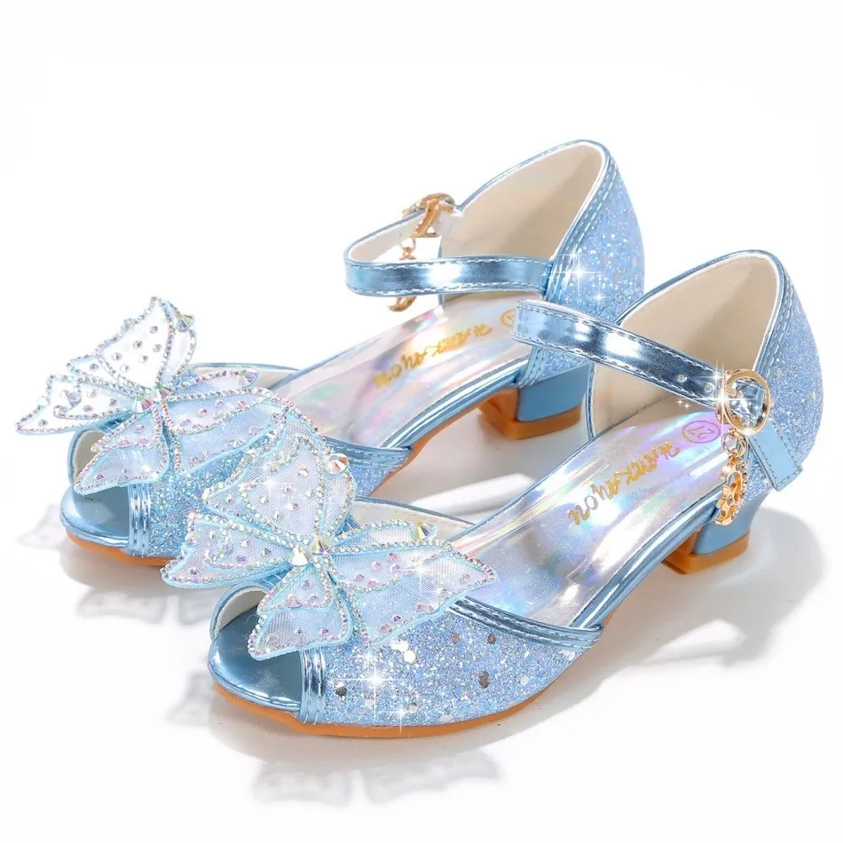 

Little Girls Snow Queen Ballerina Flats Children Anna Bridesmaids Glitter Sparkle Shoes Kids Elsa Mary Jane Pumps Leather Wedges