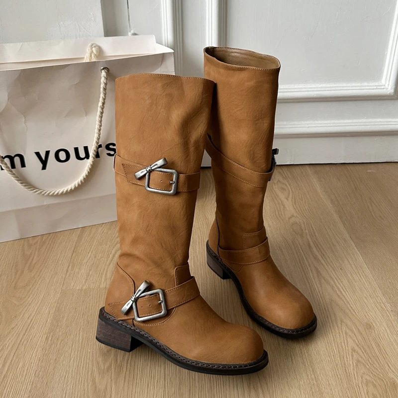 

Knee High Women's High Boots Designer Dress Heeled Shoes 2025 Winter New Chelsea Boots Fashion Goth Dress Mujer Motorcycle Botas