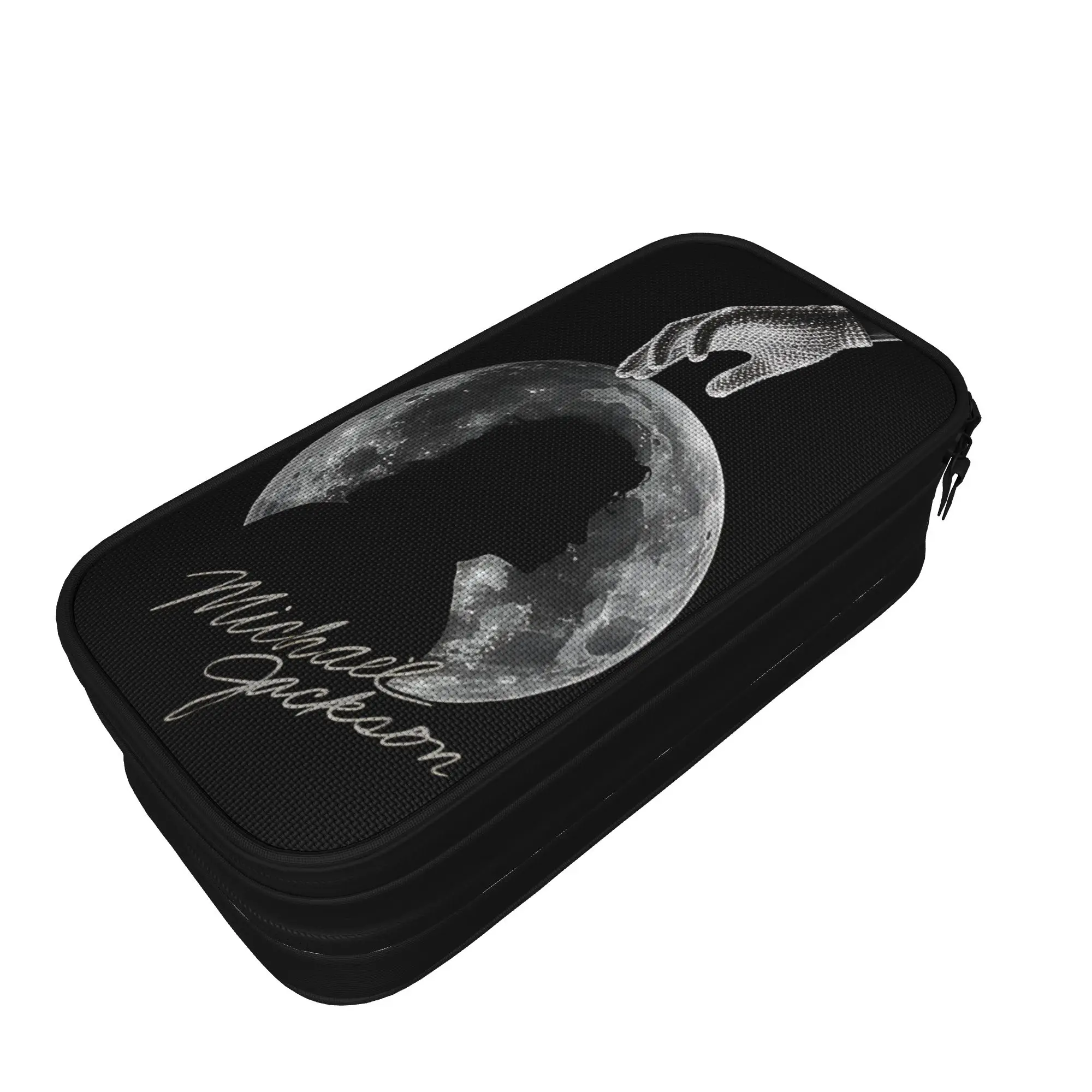 Retro Pencil Case Michael Jackson Pen Box  School Pencil Cases Child Double Layer Pattern Stationery Organizer