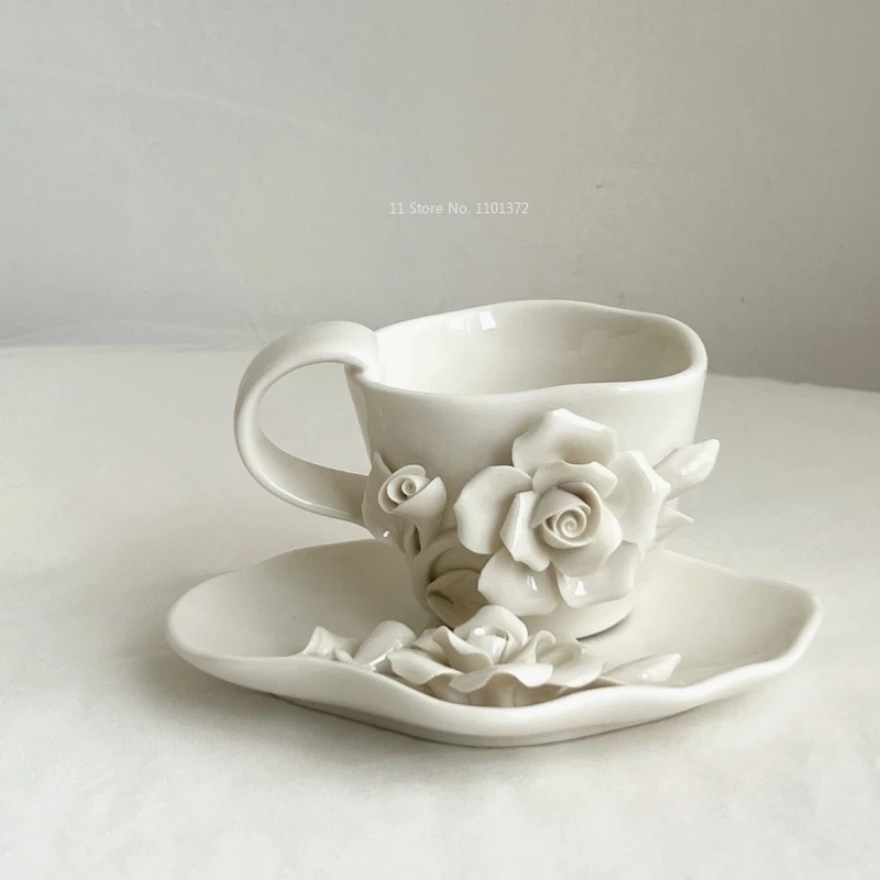 Coffee Shaped Cup Heavy Handmade Soft and Creamy White Pure Handmade Flower Shaped Coffee Cup  Coffee Cups