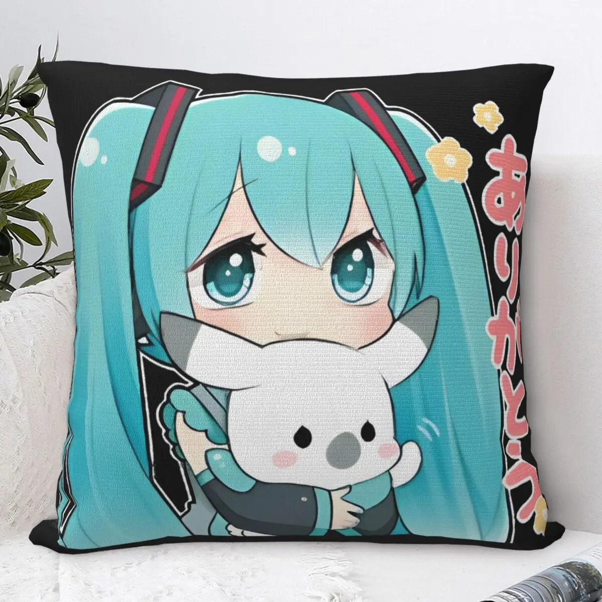 

Наволочка с принтом Hatsune Miku, наволочка, мягкое и милое украшение для автомобиля, на молнии, разные размеры