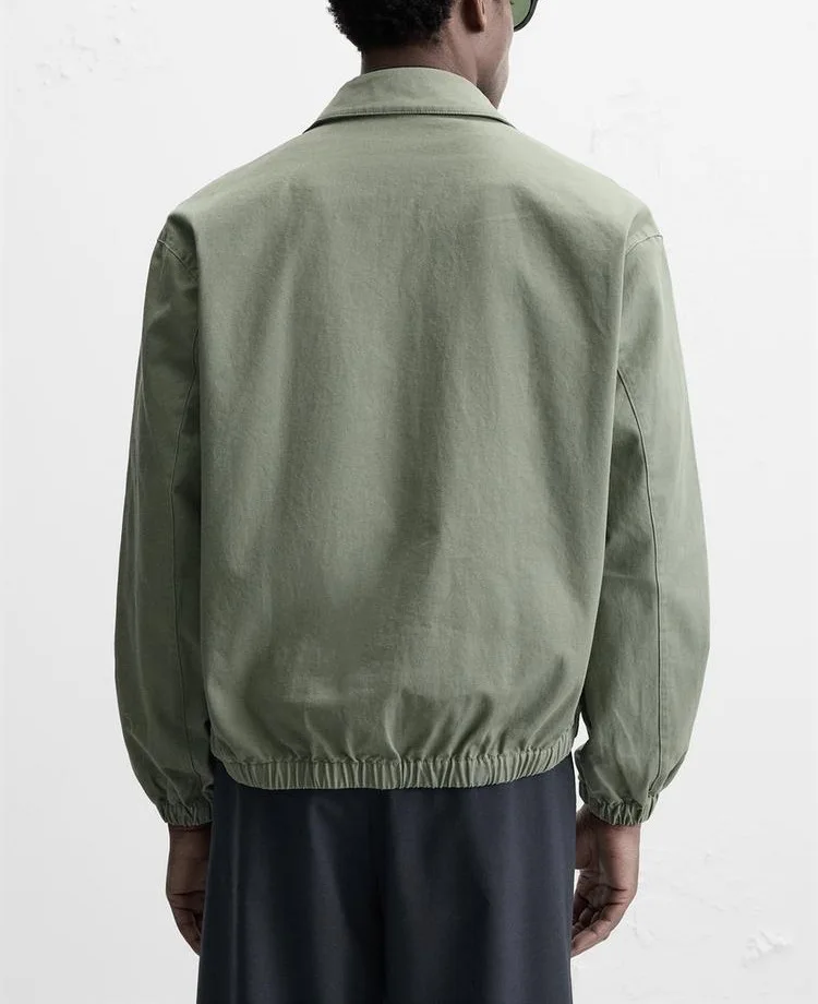 Spring new men's cotton textured lightweight pilot zipper jacket jacket