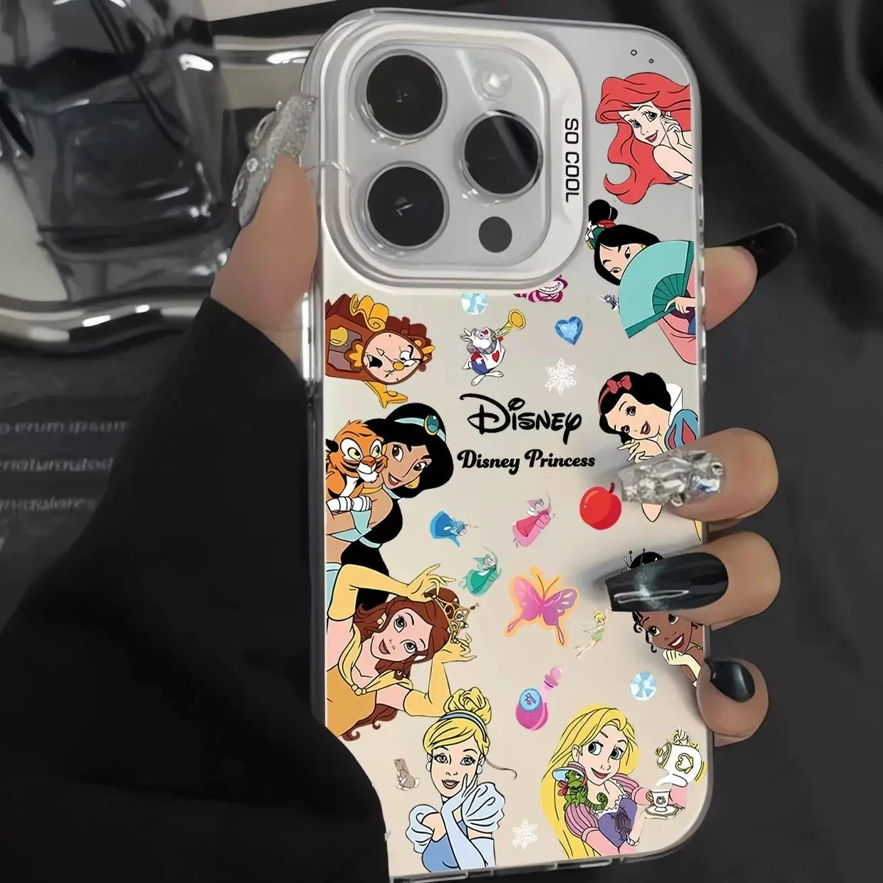 Custodia per telefono Disney Princess per iPhone 15 14 13 12 11 Pro Max X XS Max XR 12 13 Mini 7 8 Plus 13 12 Mini Cover morbida antiurto