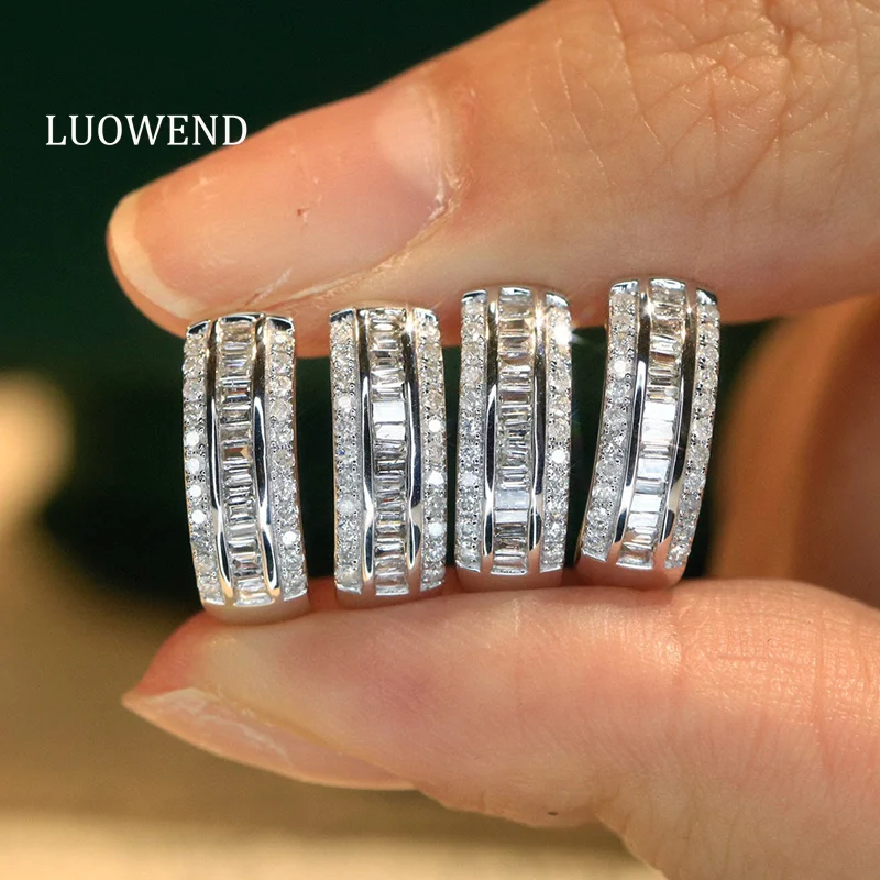 

Серьги LUOWEND из 100% белого золота 18 карат, классический дизайн, серьги-кольца из настоящего натурального бриллианта 0,50 карата для женщин, ювелирные изделия для вечеринок