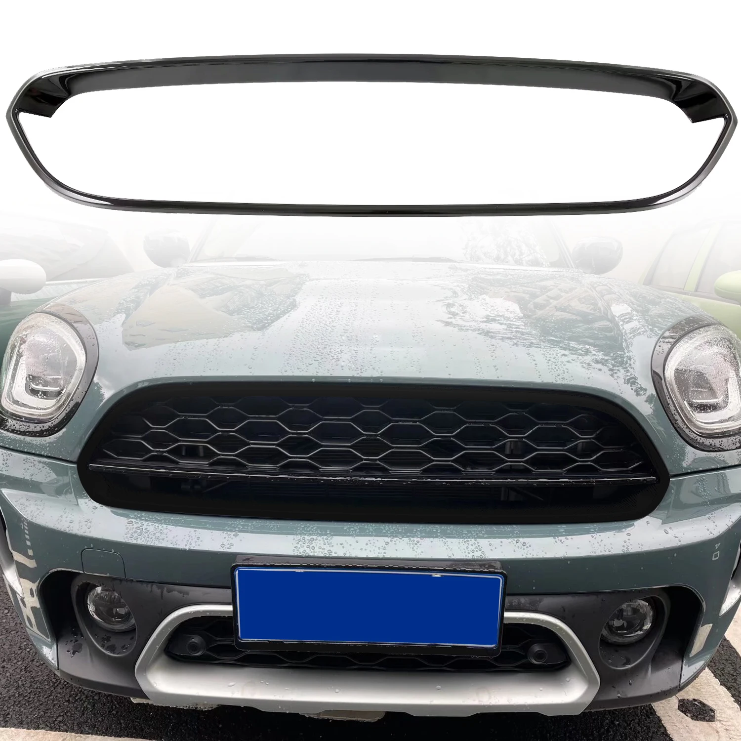 1Pcs Car Front Center Mesh Grille Grill Cover Radiator Strip Trim for Mini Countryman F60 2021 2022 2023 Exterior Accessories