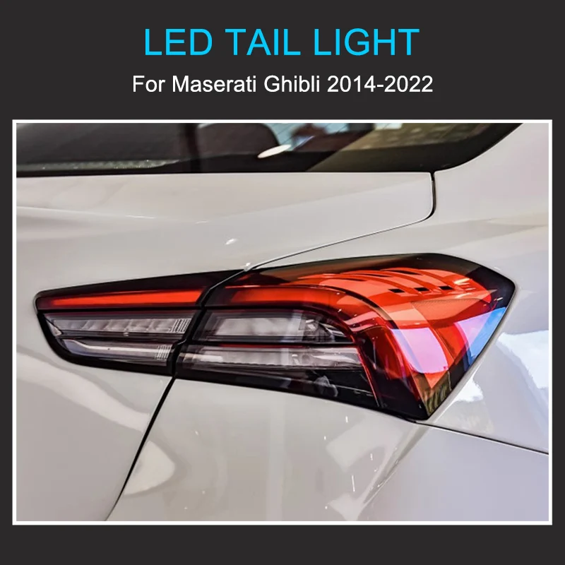 1 Pair LED Tail Light Assembly for Maserati Ghibli 2014-2022 Taillights Plug and Play with LED Running Turn Rear Tail Lamps