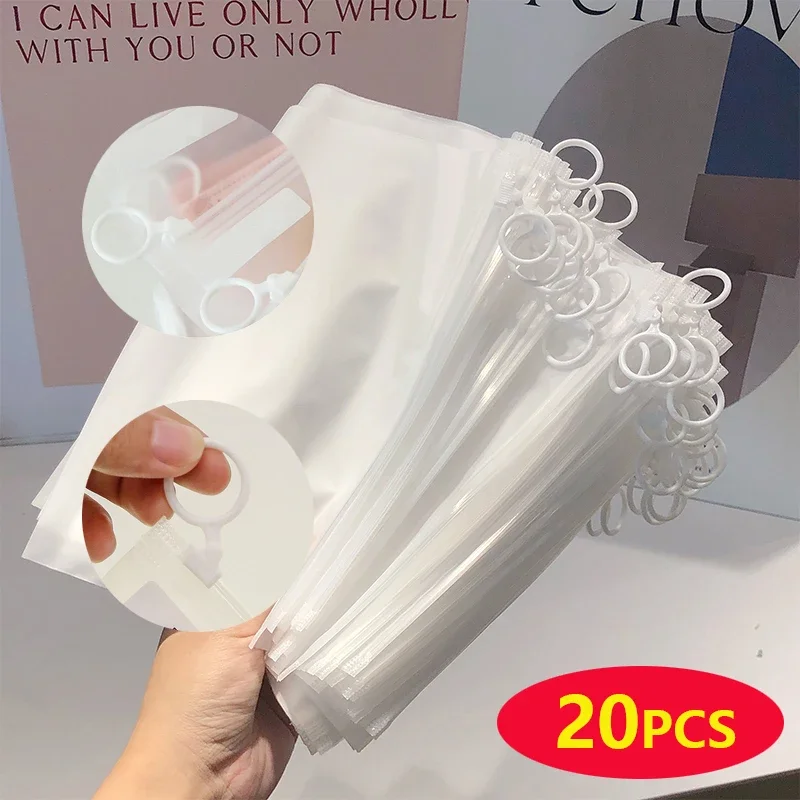 

10/20 Pieces Clear Bag with Pull Tab for Home Brush Pen Stationery Accessories Storage Travel Sock Packaging Resealable