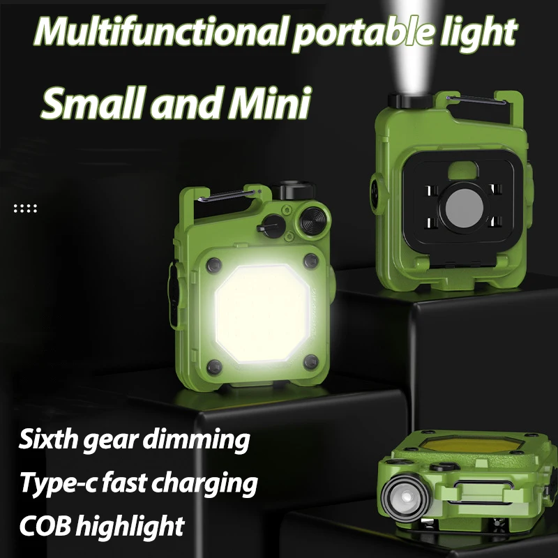 KDTLIT-Mini llavero portátil, luz de trabajo COB, linterna USB, luz de mantenimiento, Camping al aire libre, luz de antorcha para correr de noche