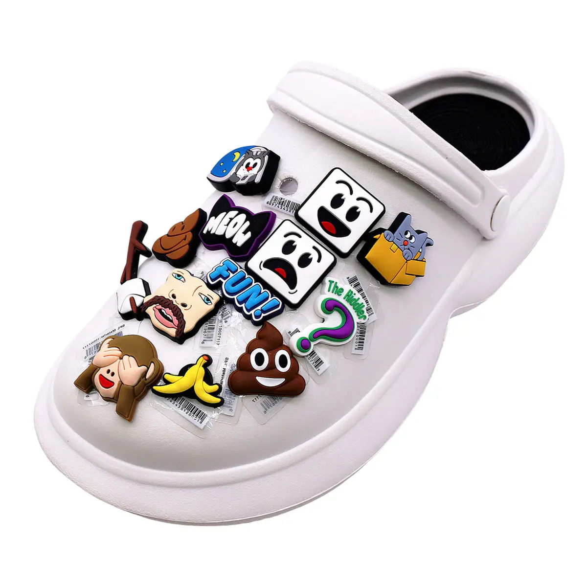 1 Pcs Original The Riddler PVC Shoe Charms Decorations Upper Accessories Fun Cat Shit Monkey Banana Peel Shapes Clogs Clip Pins