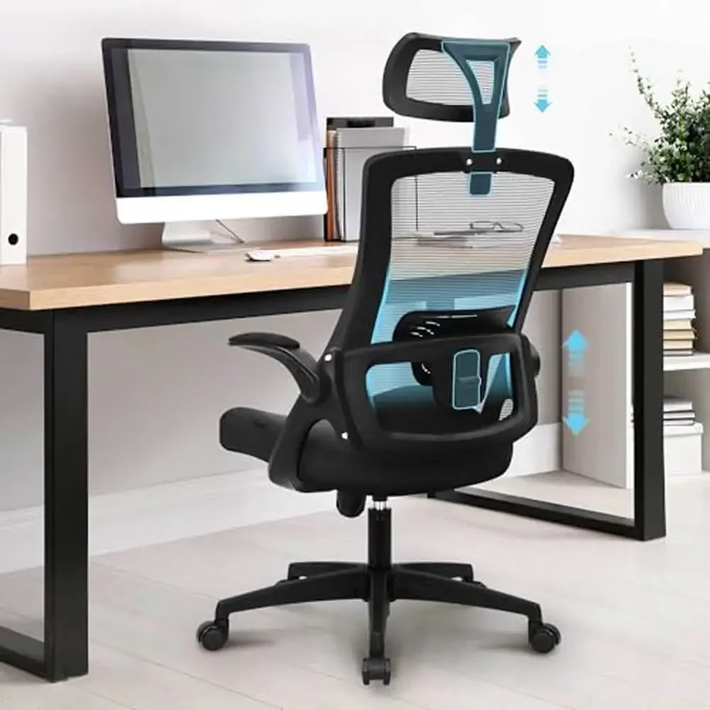 

Mesh High Back Executive Office Chair with Adjustable Headrest and Lumbar Support Ergonomic Design Home Office Computer Desk