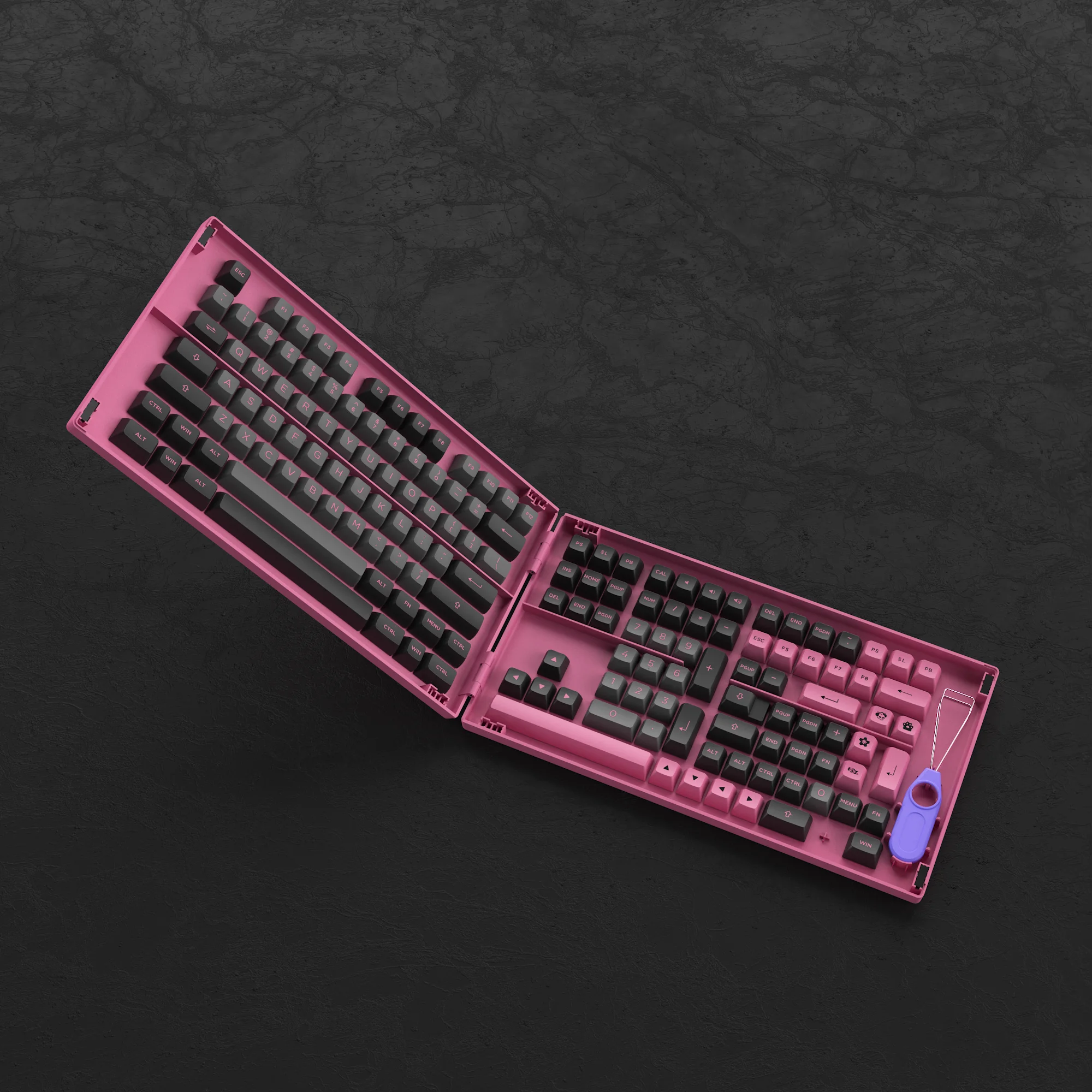 Akko Black & Rose Keycap ชุด197-Key ASA Profile Full Keycaps PBT Double-Shot สำหรับคีย์บอร์ดกับกล่อง