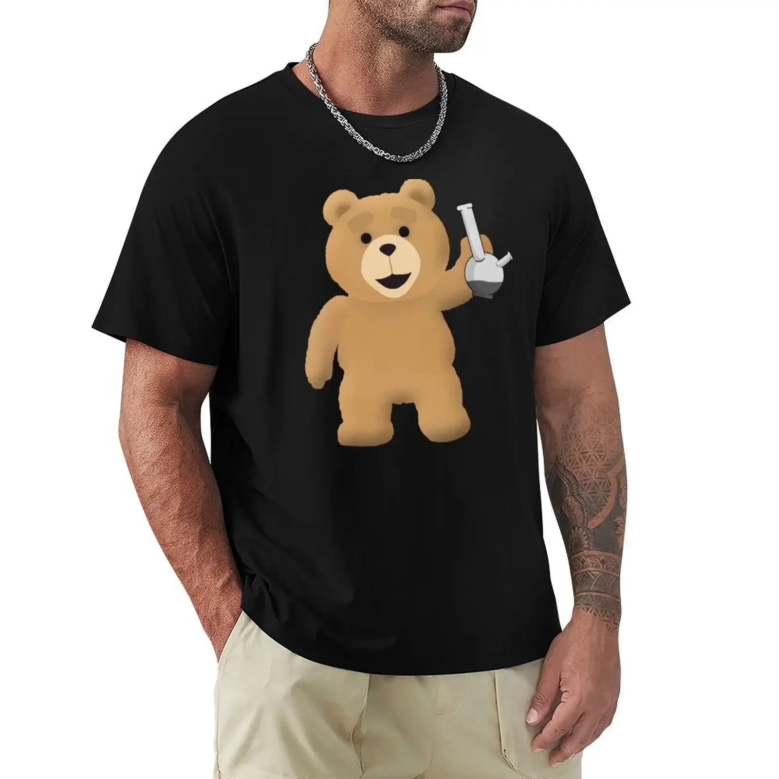 

Ted with bong T-Shirt summer tops street wear sublime tees fitted t shirts for men