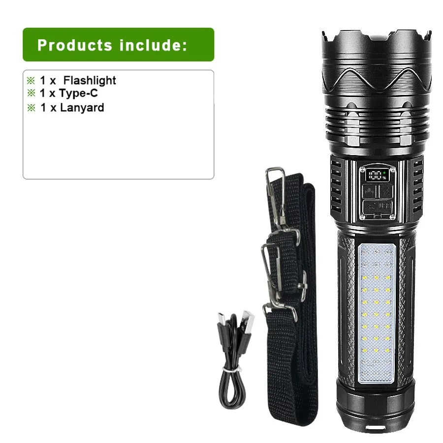 led-レーザーガン懐中電灯屋外強力な光バックパックパトロールランプ伸縮ズーム長距離アルミスポットライト