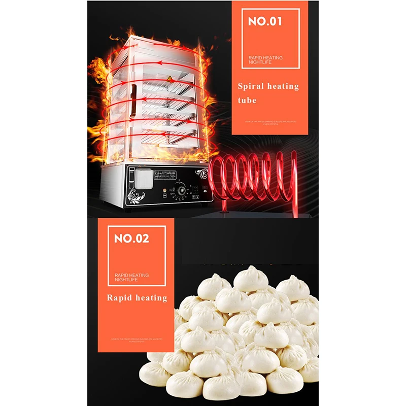 Commercial Stainless Steel Desktop Steamer Cabinet Steamed Bread Bun Cooking Steam Cabinets Machine