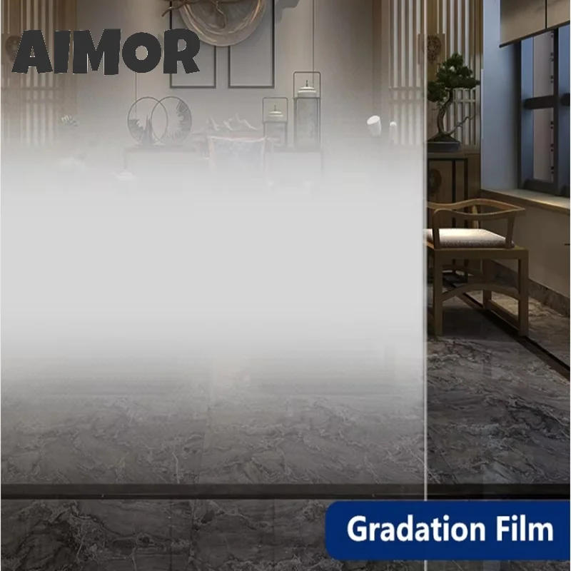 AIMOR Decoration Foil Sticker Self-adhesive Office Use Translucency Semi-privacy White Dot One-way Gradient Window Film Glass