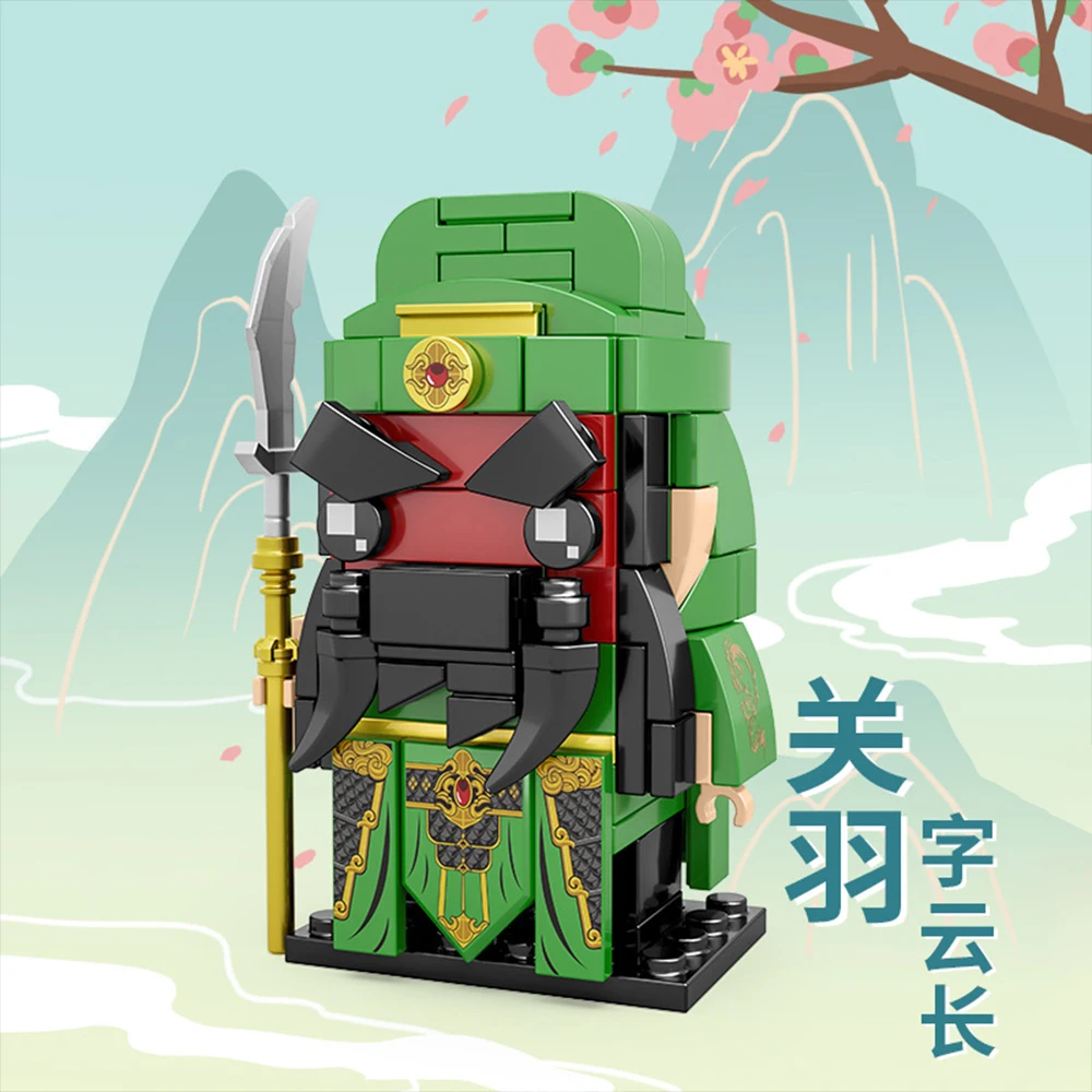 Blocos de construção estilo chinês, personagem famoso, romance dos três reinos, modelo de montagem, tijolos brinquedos, decoração desktop