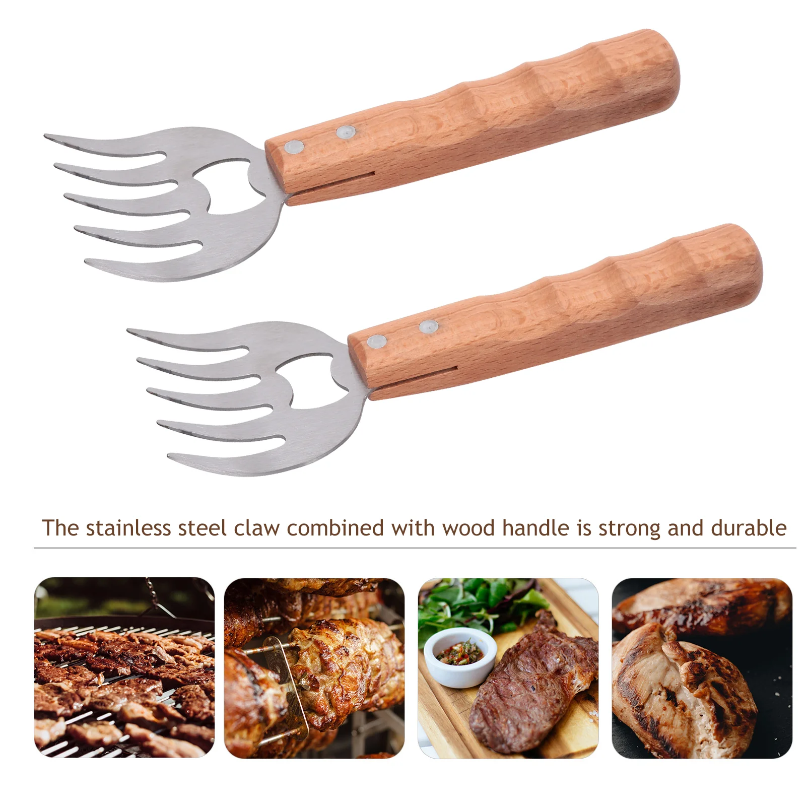 2 Pcs Meat Divider Shredder Claws BBQ Pork Chicken Stainless Steel Portable Kitchen Barbecue Paw