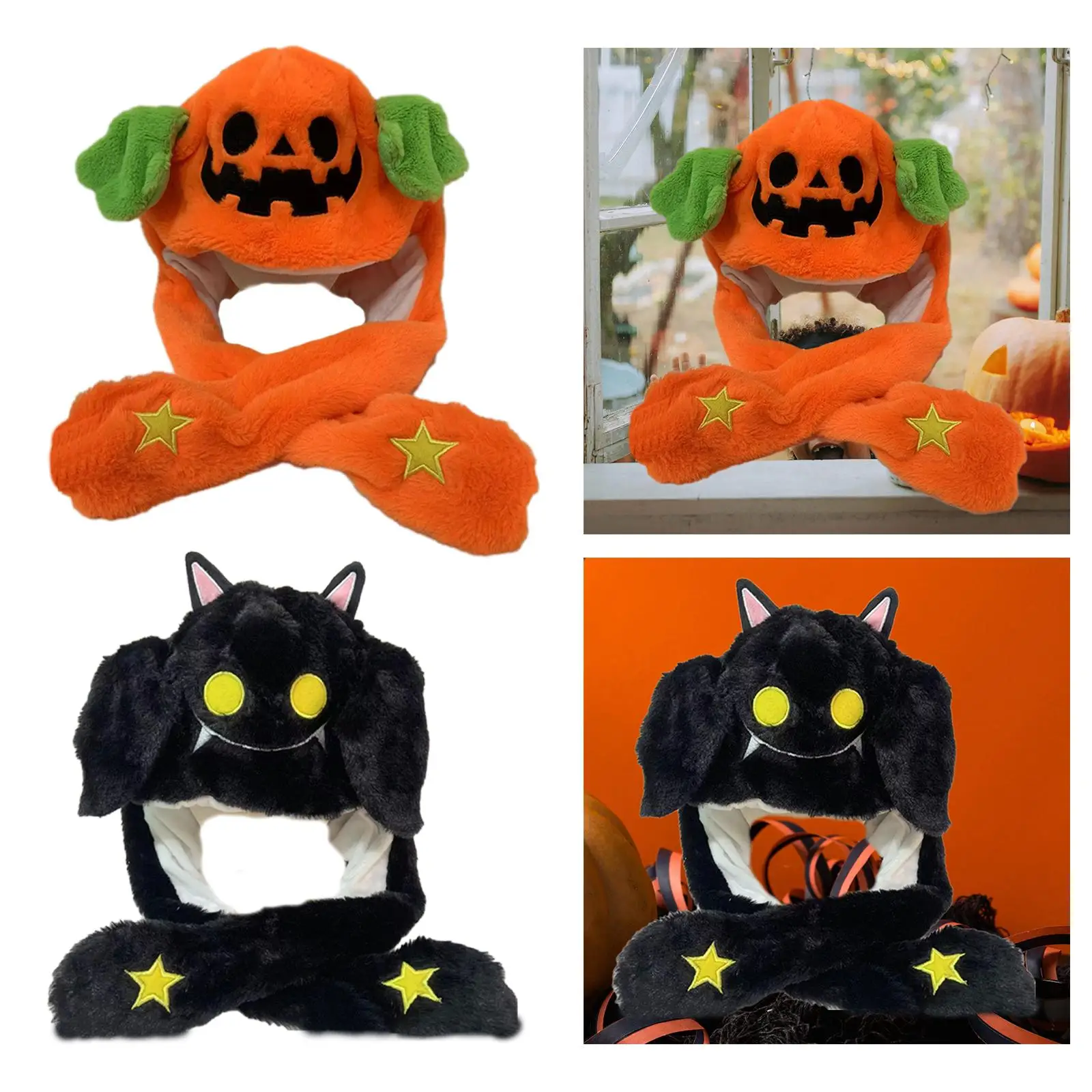 مضحك القطيفة الأذن تتحرك القفز قبعة قبعة الأذن هدايا دافئة أغطية الرأس غطاء الرأس لجميع القديسين صور الدعامة عطلة الشتاء #5