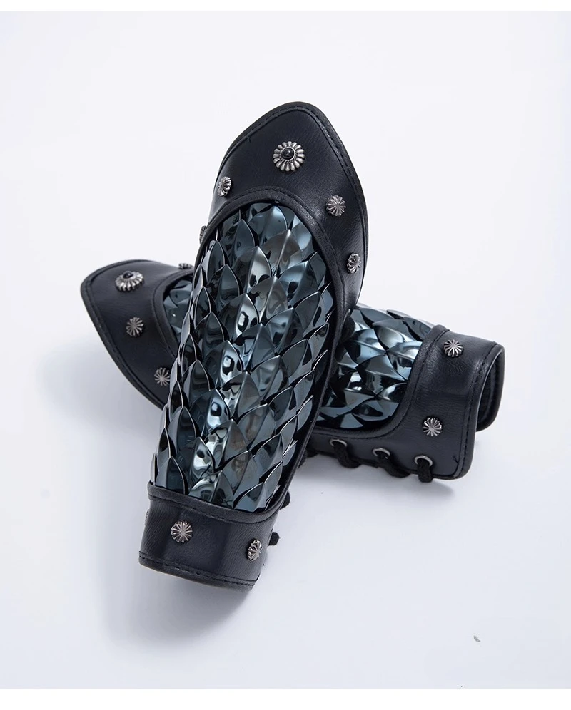 Hanfu protetor de pulso preto dragão escala armadura antigo traje brocado guarda braço