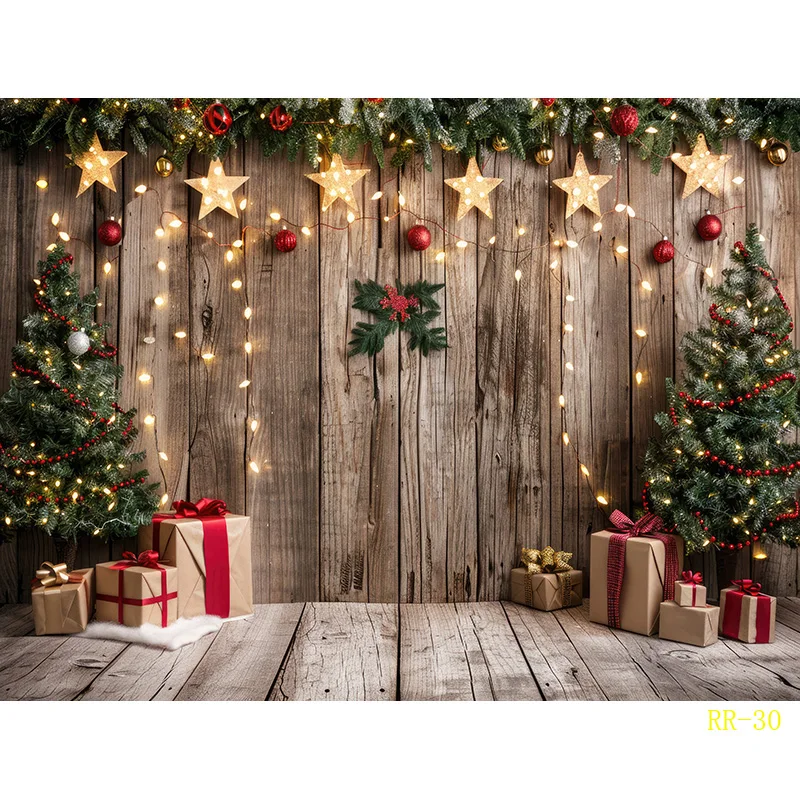 Christmas Day Flower Wreath Photography Backdrops Props  Indoor Decoration Winter Wonderful Xmas Eve New Year Background RD-03