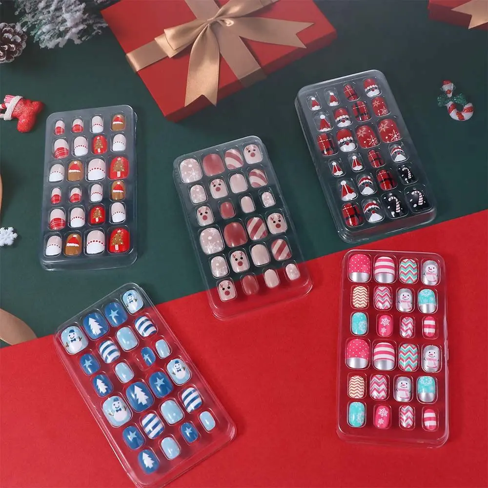 

On Full Cover False Nails Artificial Nail Tips DIY Nail Art Decoration Christmas Gifts Kids Fake Nails Christmas False Nails