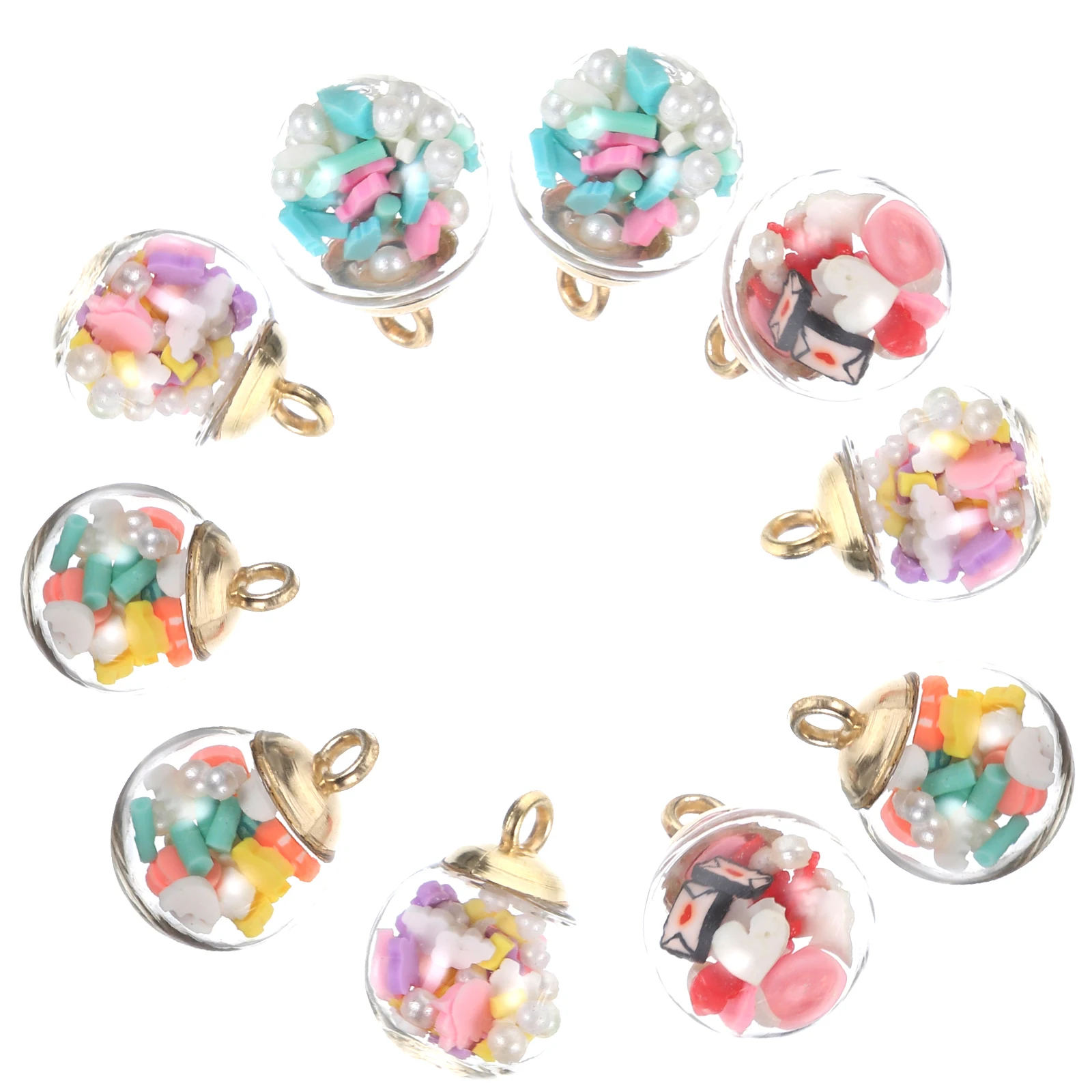 

10 Pcs Round Glass Charms Clear Beads for DIY Jewelry Crafts Earrings Necklaces Bracelets Keychains Pendant Accessories
