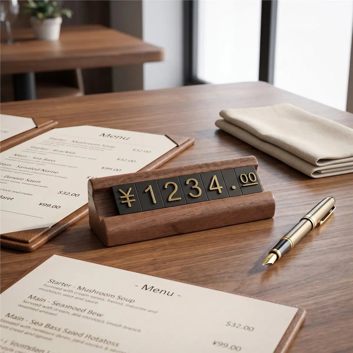【ABFS】10 Sets/Box Wood Combined Number Price Cube Tag Jewelry Adjustable Number Pricing Label Sign Holder Card Stand B