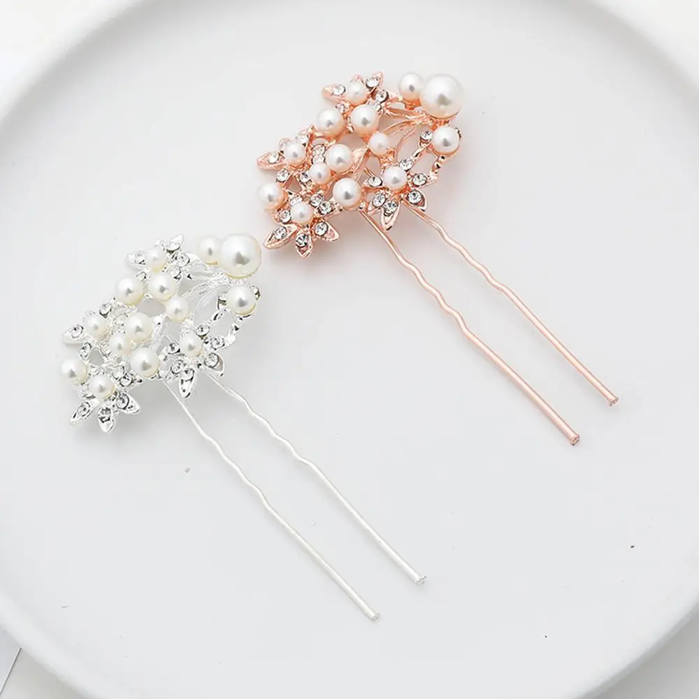

Decorative Temperament Pearl Flowers Women Five-tooth Hair Comb Korean Style Headwear Hair Accessories Rhinestone Hair Stick