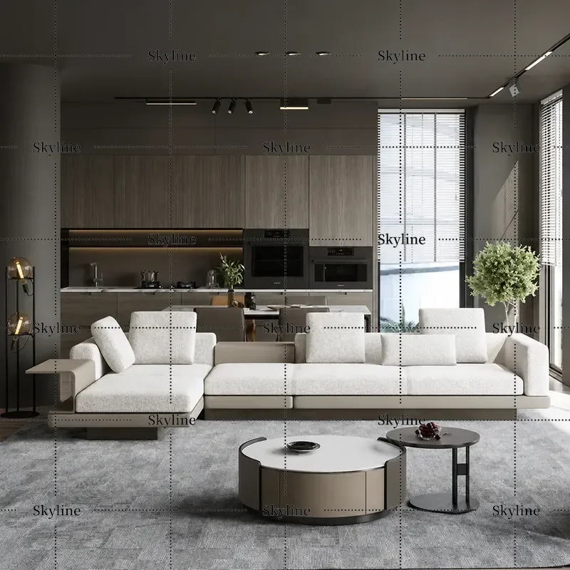 Italian Minimalist Cotton Linen Fabric Sofa Modern Simple Combination Living Room Furniture for Apartment