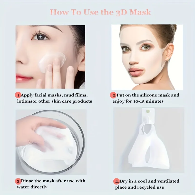 Maschera facciale riutilizzabile con gancio per l'orecchio in silicone 3D |   Adatto per lo strumento idratante per il viso, lo strumento di aiuto per la cura del viso