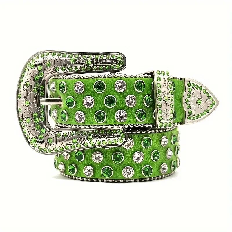 Ceinture de glace Vintage de styliste, Style Punk, strass, Faux cuir Y2K, large ceinture en cristal pour hommes et femmes