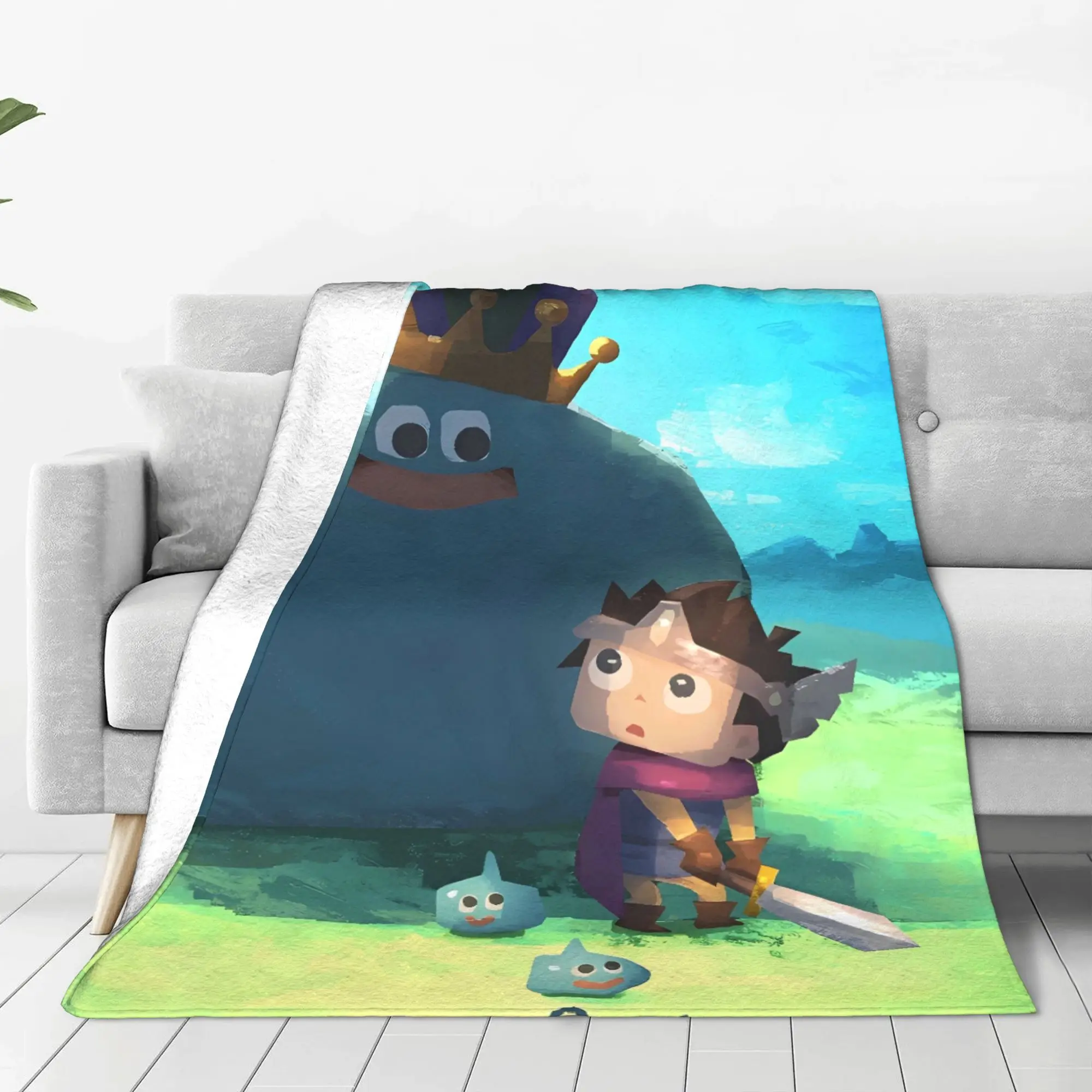Warm BlanketKids Decorative D-Dragon Quest Slime Throw Blanket  Flannel Bedspread For Bedroom Street Trend Sofa Bed Cover