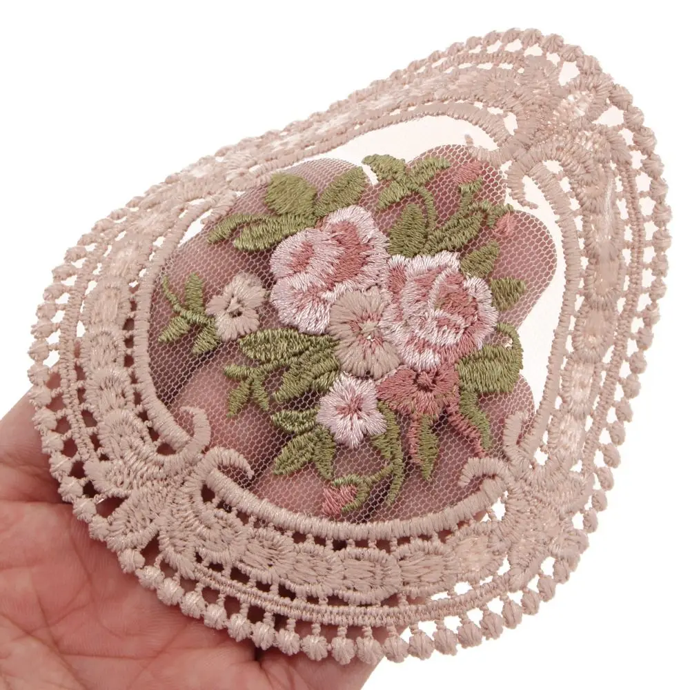 12cm Vintage Lace Coaster Placemat Embroidery Craft Bowls Coffee Cups Coaster European Style Fabric Anti-Scald Table Plate Mat