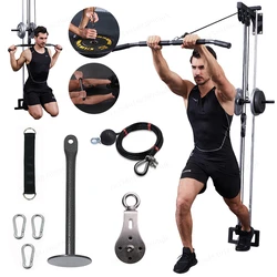 Fitness Pulley Cable Machine System DIY Gym Attachment Adjustable 2m Cable Workout Arm Biceps Triceps Hand Training Equipment