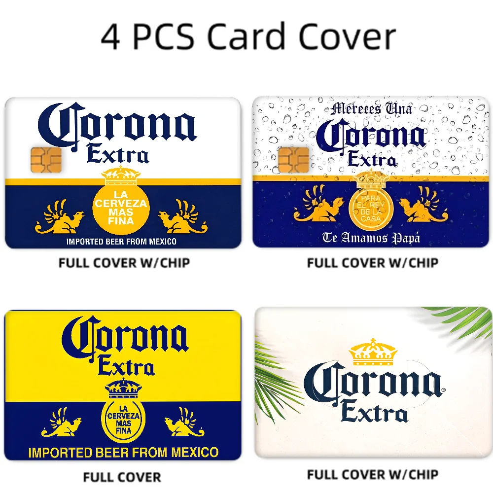 C-Corona E-Extra Bier Anime Aufkleber Film Haut Abdeckung für Kreditkarte Debit Bankkarte 1 Set mit 4 Stück