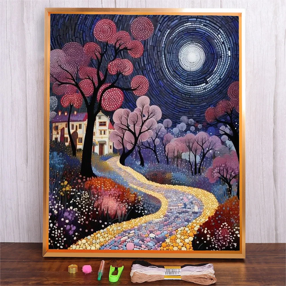 

Embroidery Kit, Handmade Embroidery Starter Kit Abstract Landscape DIY Printed Embroidery Kits Home Decor For Adults Beginners