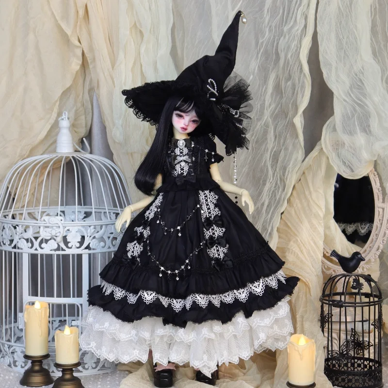 

BJD Doll Clothes For 1/4 Doll Black Dress Lolita Set Doll Accessories Dress Up Doll Gift Diy Clothes (No Doll)