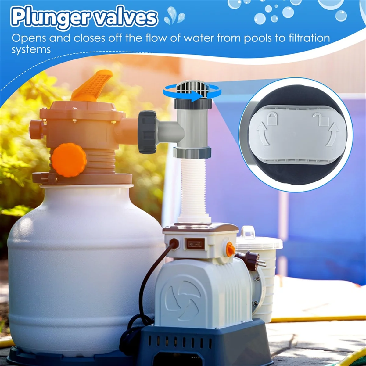 ABAB 2 Pcs Pool Plunger Valve and 1.25 Inch to 1.5 Inch Type B Hose Adapter Compatible for Pool Replacement Parts