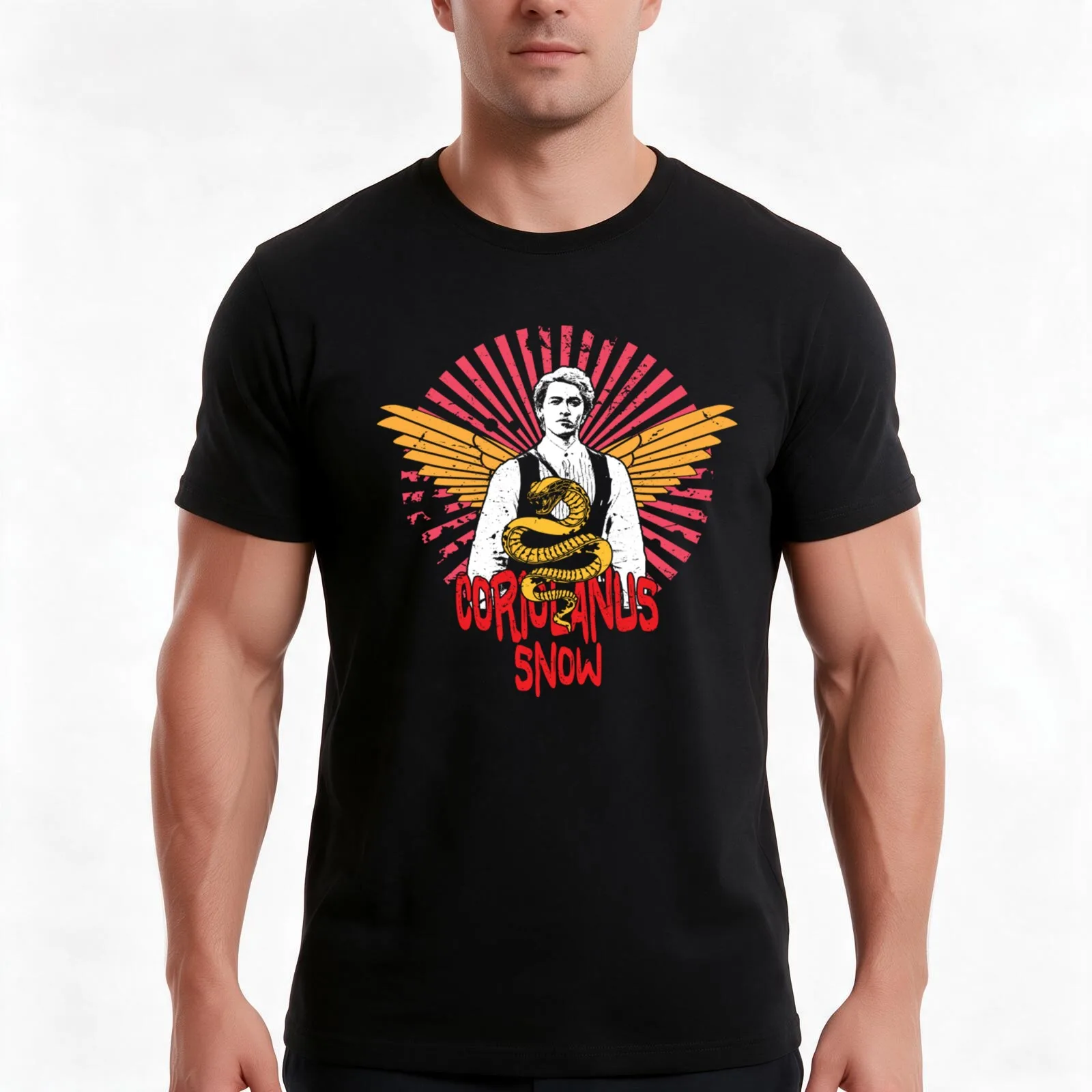 Coriolanus Snow T-Shirt, Summer Casual Cotton Tee, Oversized Streetwear Tops, Vintage Graphic Print, Loose Fit Short Sleeve