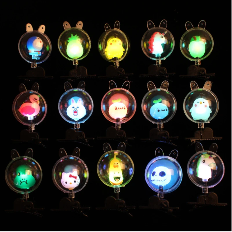 10pcs LED Flash Bobo Ball Hairpin Halloween Christmas Wedding Small Gift Glow Toys Party Favors Hairpins That Glow In The Dark