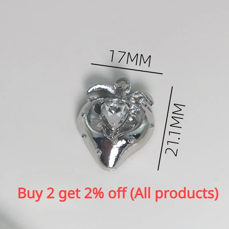 WZNB 5Pcs Crystal Strawberry Charms for Jewelry Making Hollow Fruit Alloy Pendant Diy Earring Necklace Handmade Accessories