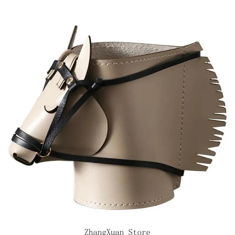 Horse Head Desk Catchall Aufbewahrungsbehälter in Lederoptik mit genähter Verzierung für Büroschreibtisch, Eingangstisch oder – Detail 9
