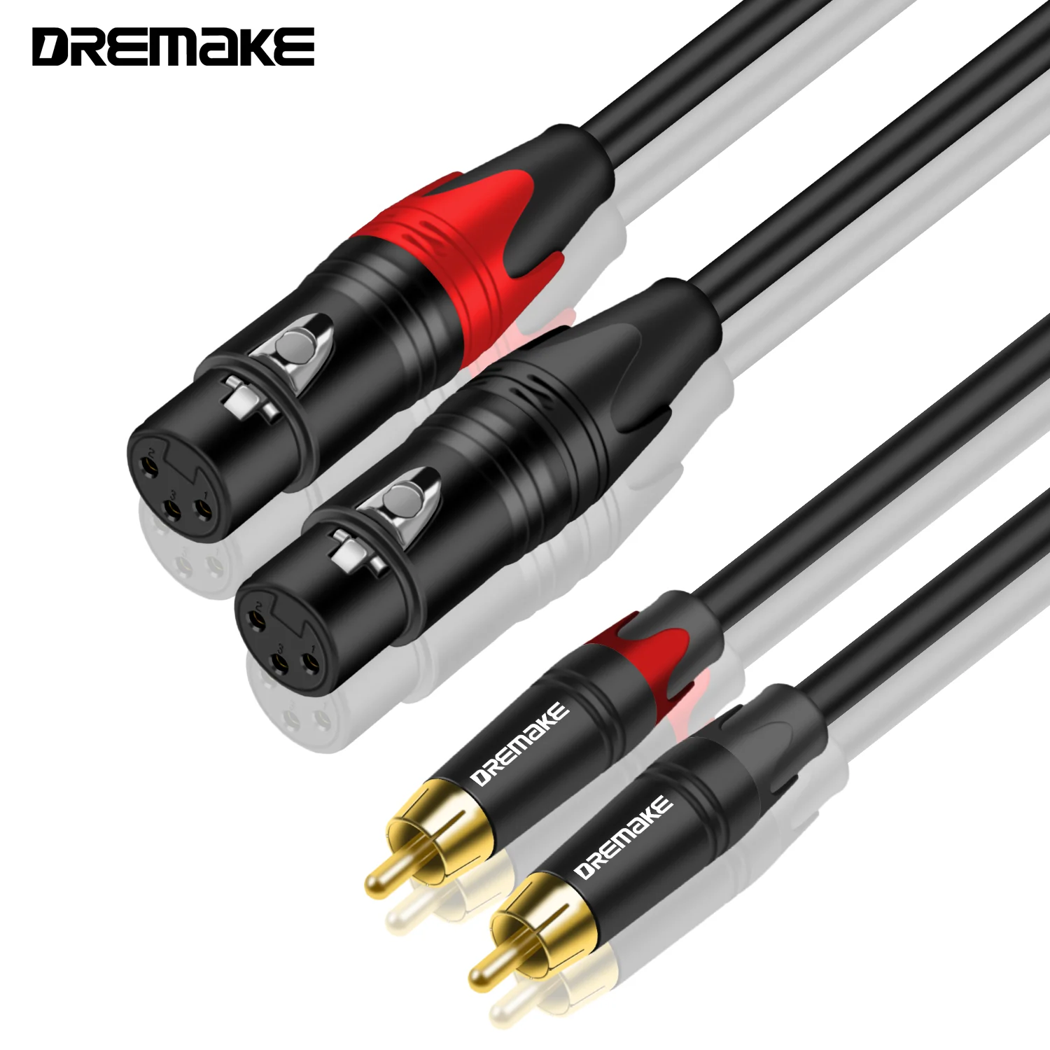 DREMAKE RCA do kabla Audio XLR podwójny wtyczka RCA do Dual XLR 3-Pin kabel mikrofonowy 2 XLR do 2 RCA radio HiFi kabel Patch przewód zasilający