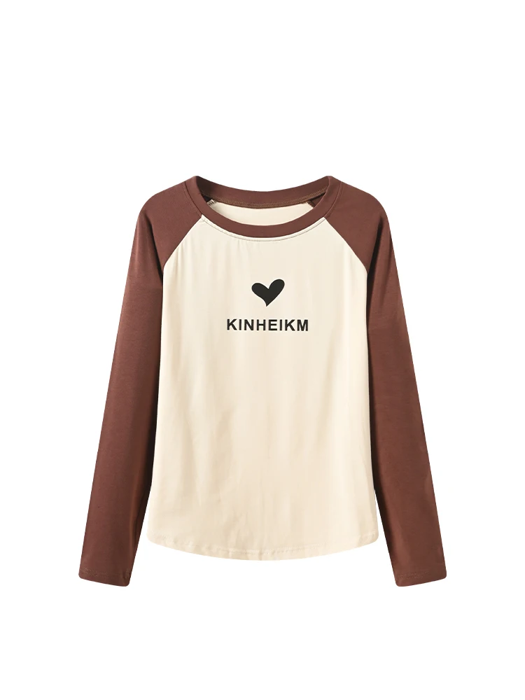 Cara CLUB talla grande larga Sve redonda Ne camiseta mujer principios de otoño nueva Sle Plump Sister Ele Anti-envejecimiento College Sle...