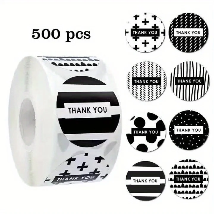 1roll Round Envelope Thank You Seal Stickers "Thank You" Self-Adhesive Labels Gift Box Sealing Decorative Stickers sticky labels - view 6