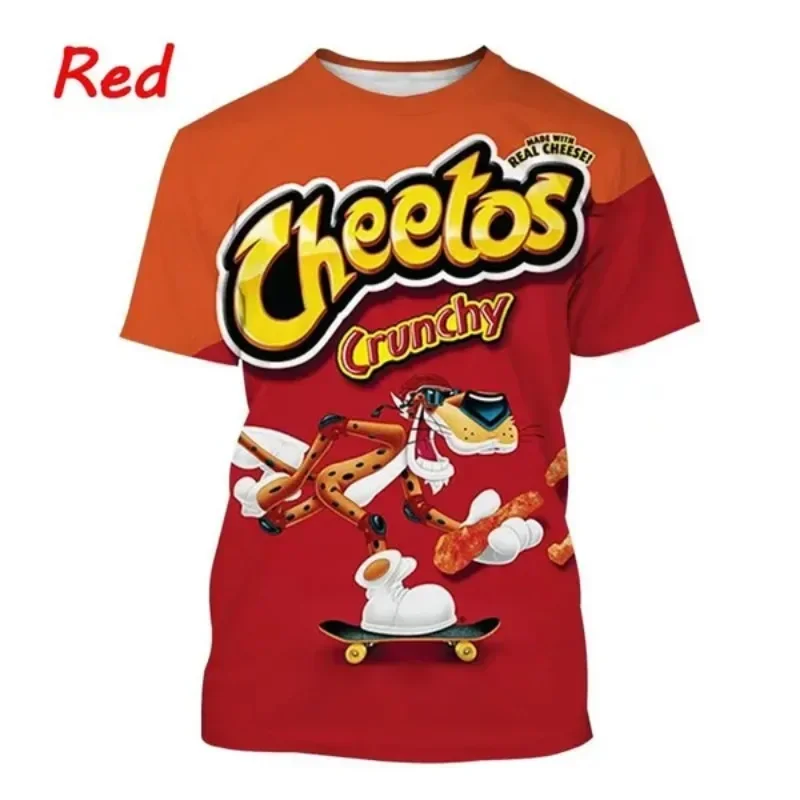 New Cheetos 3d Printed T-shirt Funny Fashion Casual Cheetos Potato Chips Personality Food T-shirt Cosplay Men\'s Clothing Quality